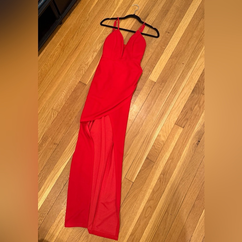 Gorgeous red maxi deep plunge dress